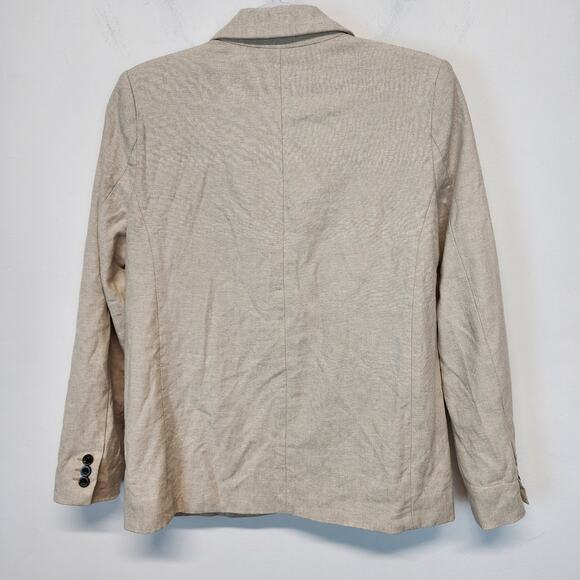 Old Navy Linen Blazer Lady Jacket Size XS Beige Slash Pockets 1 Button Neutral - Picture 2 of 11